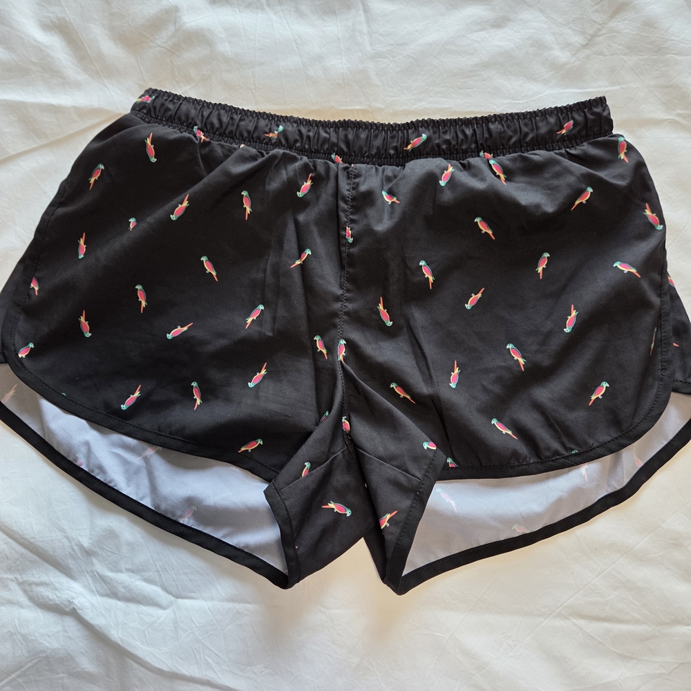 Old Navy Black Athletic Shorts with Parrot Pattern